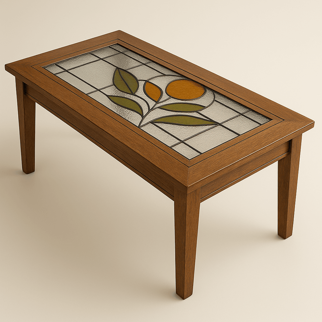 Mesa de Centro con Incrustaciones de Vitral